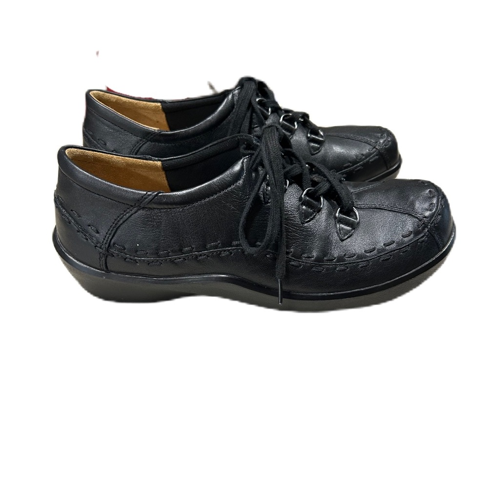 Ziera Shoes Womens 40 M Super Support Casual Lace Up Oxfords Black Leather 9.5
